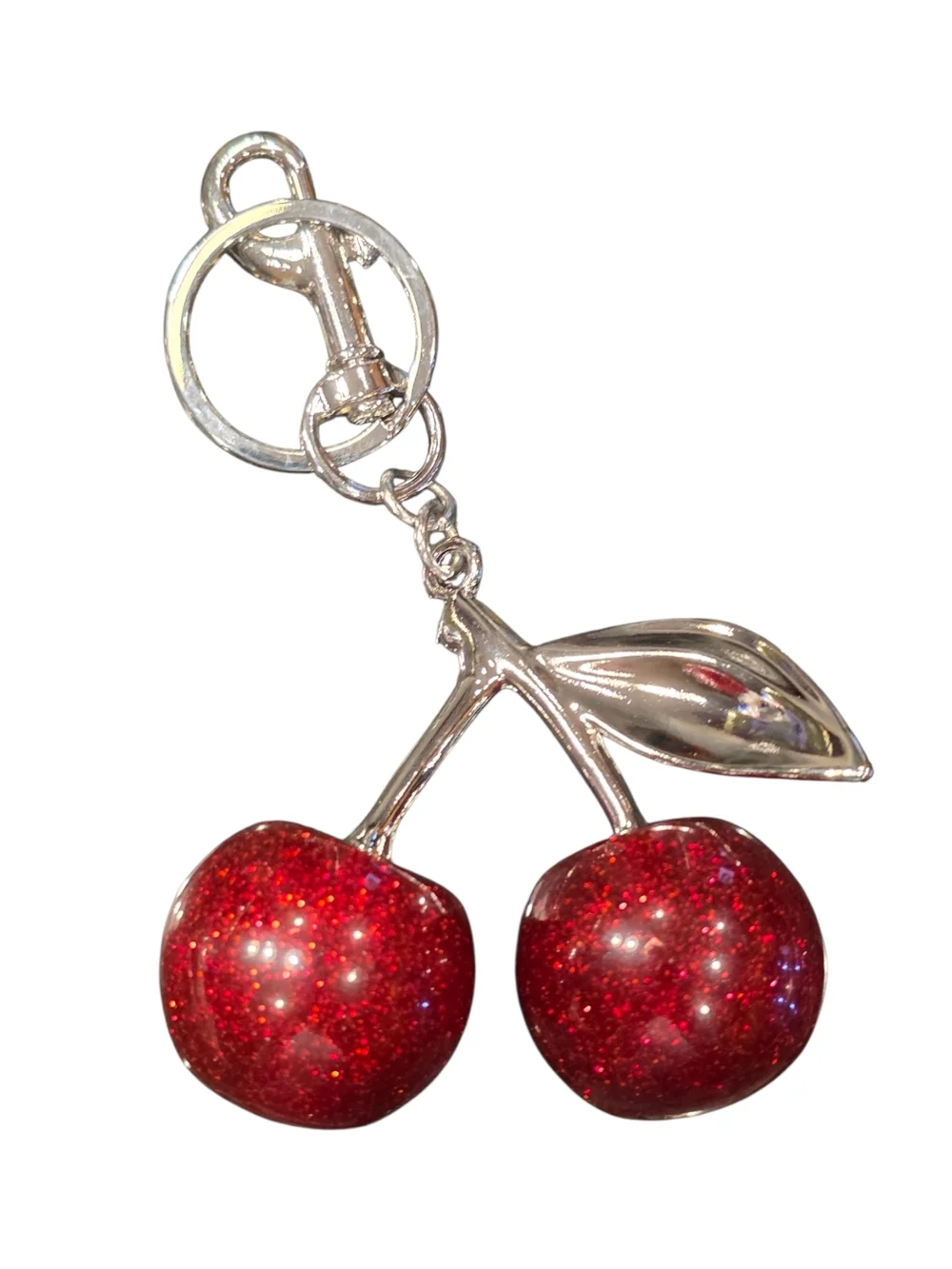 Fashion Jewelry Red Glitter Cherry Keychain Card Holder
